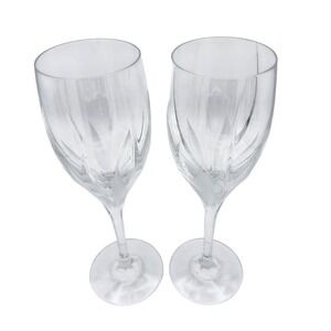 2 Mikasa Crystal Flame d'Amore‎ Wine Glasses Goblets 8.25" Tall